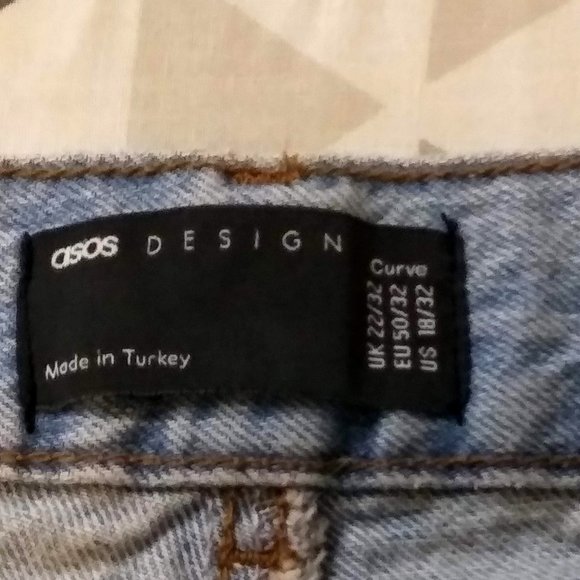 ASOS DESIGN CURVE 5 Pocket Button Fly Straight Leg Light Wash Jean Size 18/32 - Picture 4 of 8